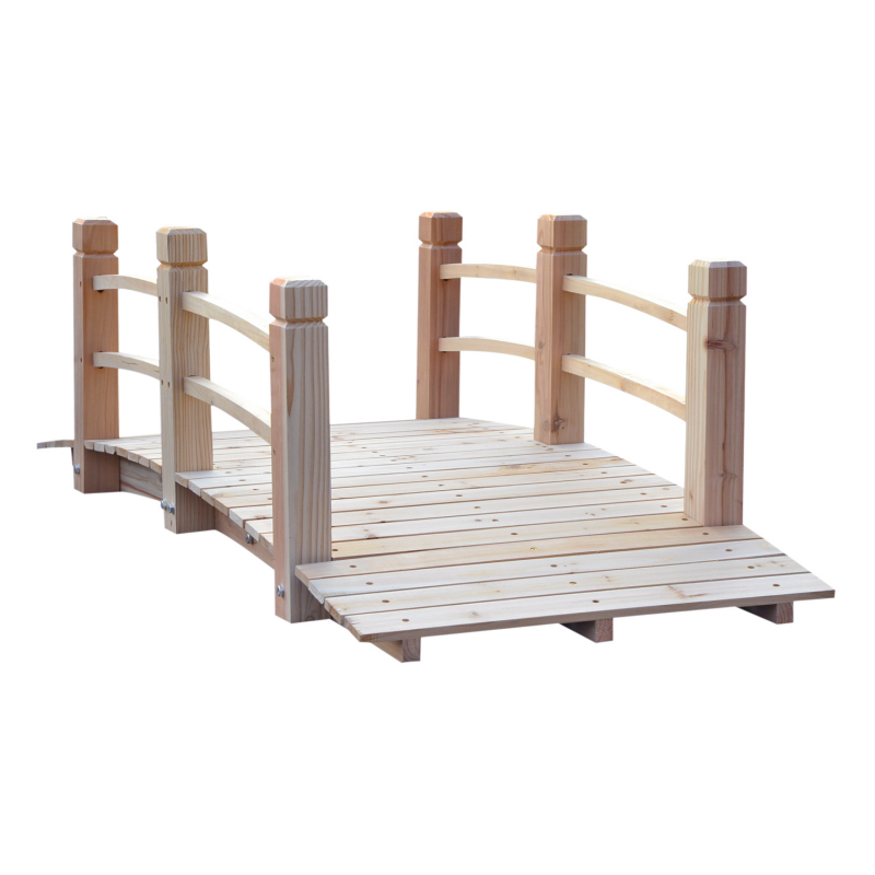 Outsunny Gartenbrücke Holzbrücke mit Geländer bis 180 kg aus Tannenholz für Garten & Teich Aosom.de – Bild 1 von 2