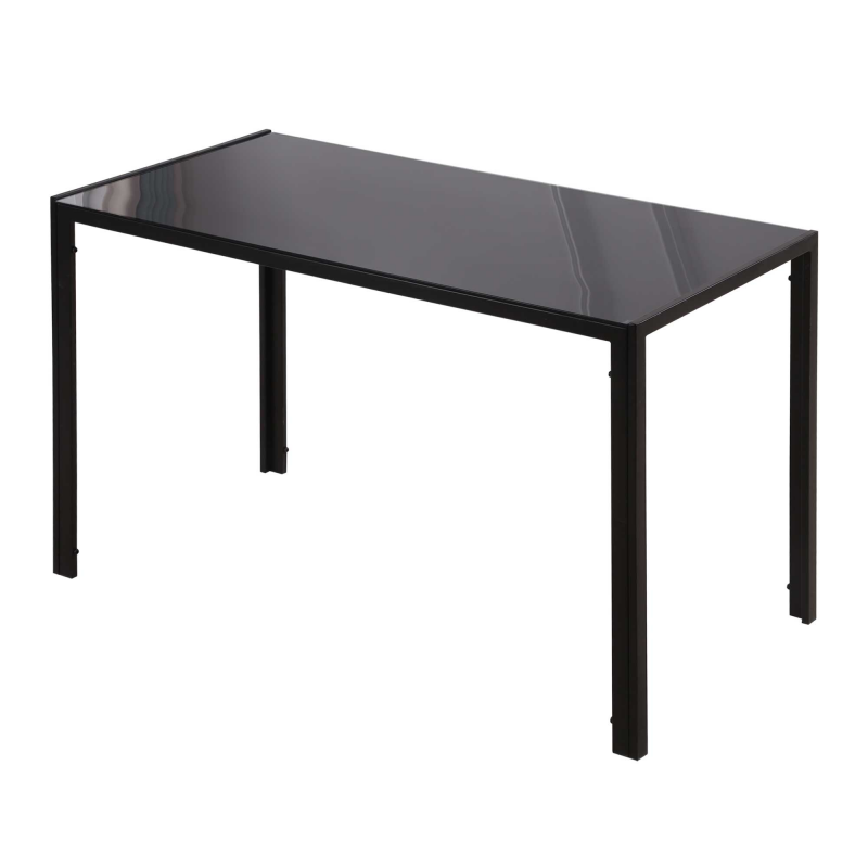 HOMCOM LED Esstisch Küchentisch für 4 Personen, Hartglas & Metall, Schwarz, 120x60x75cm, modern & stilvoll Aosom.de – Bild 1 von 2