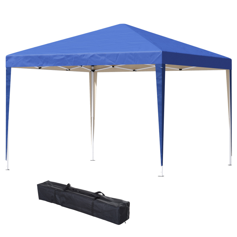 Outsunny Pavillon ca. 3x3m, wasserabweisend Stabil Winterfest Pop-up Faltpavillon, UV Schutz, Faltbar Partyzelt Gartenzelt mit Tasche, Gartenpavillon für Camping Garten, Blau Aosom – Bild 1 von 2