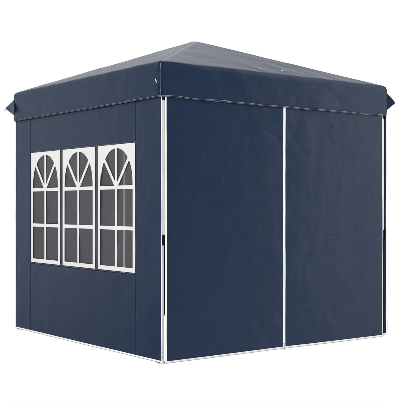 Outsunny Pavillon 2,5x2,5m, wasserabweisend Stabil Winterfest Pop-up Faltpavillon, UV Schutz 50+, Faltbar Partyzelt Gartenzelt mit 4 Seitenteilen Tasche Gartenpavillon für Camping Garten, Dunkelblau Aosom – Bild 1 von 2