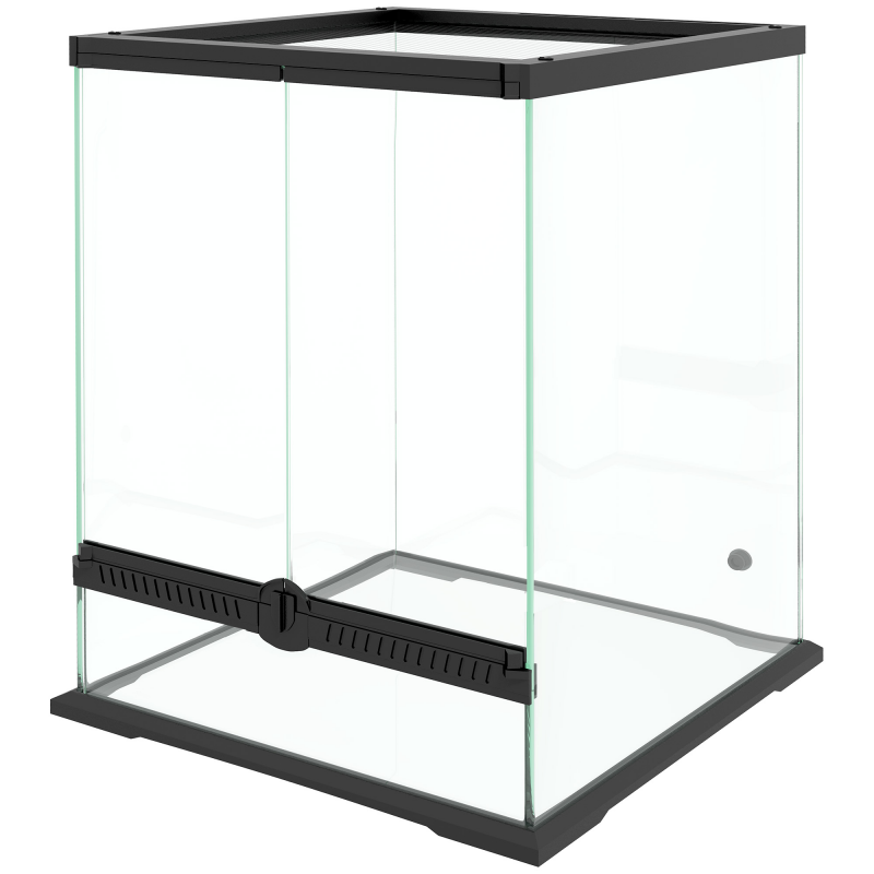 PawHut Terrarium Reptilien, 45 x 45 x 60 cm, 120L, mit Belüftungsöffnung, Entwässerungslöcher, Kabelmanagementlösung, Schloss, Metall, Schwarz Aosom – Bild 1 von 2