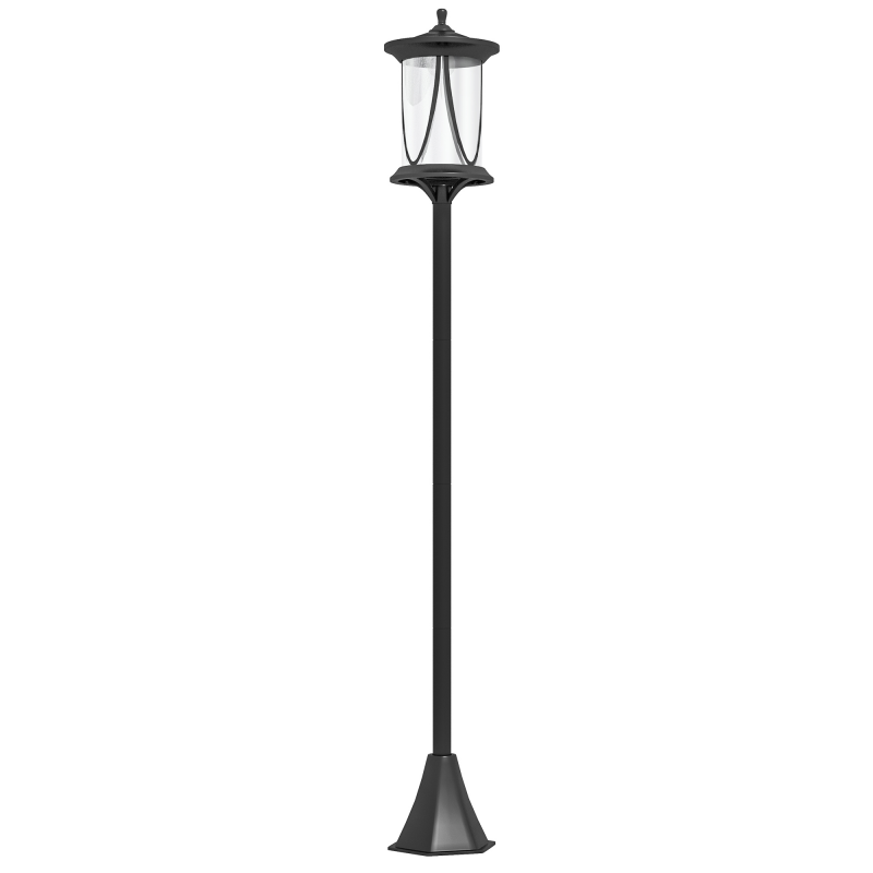Outsunny Solar Straßenlaterne LED, IP44, ABS, 17B x 17T x 127H cm, mit Kaltweiß LED Licht, Lichtsensor, wasserdicht, für Außen, Schwarz Aosom – Bild 1 von 2