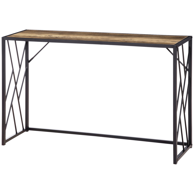 HOMCOM Konsolentisch, Flurtisch mit Stahlbeine, Beistelltisch im Industriell Stil, Dekotisch für Diele, für Flur Eingang Büro, Stahl, 120 x 35 x 75 cm Braun Aosom – Bild 1 von 2
