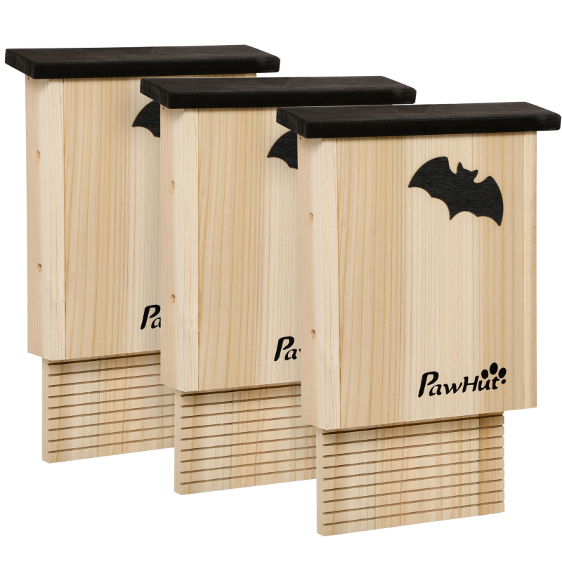 PawHut Fledermauskasten 3er-Set Nistkasten für Fledermäuse zum Aufhängen aus Tannenholz für Sommer & Winter Aosom.de – Bild 1 von 2