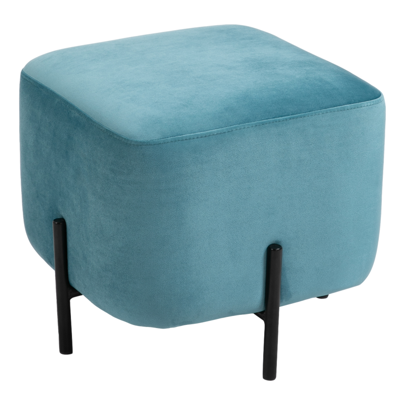 HOMCOM Fußhocker gepolsterte Fußstütze aus Polyester und Stahl 44,5 x 44,5 x 41,5 cm in Türkis, bequem & stylish für Ihr Zuhause Aosom.de – Bild 1 von 2