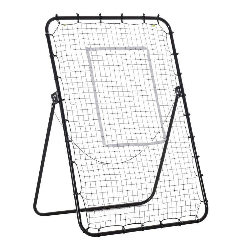 HOMCOM Fußball Rebounder Klappbares Fußballtor Kickback Rückprallwand 123x73x1785 cm 4 Verstellbare Stufen Schwarz für Training & Spaß Aosom.de – Bild 1 von 2
