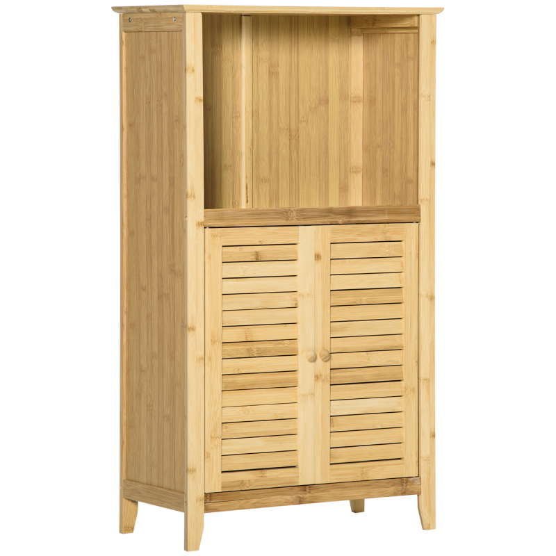 HOMCOM Badzimmerschrank Standregal aus Bambus, offenes Regal, Natur, 50x25,5x92cm, ideal für Badezimmer & Aufbewahrung Aosom.de – Bild 1 von 2