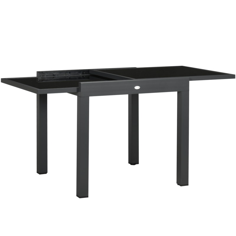Outsunny Gartentisch Esstisch klappbare Tischplatte Balkontisch Terrassentisch mit Glasplatte Schwarz 160x80x75 cm für Garten & Terrasse Aosom.de – Bild 1 von 2
