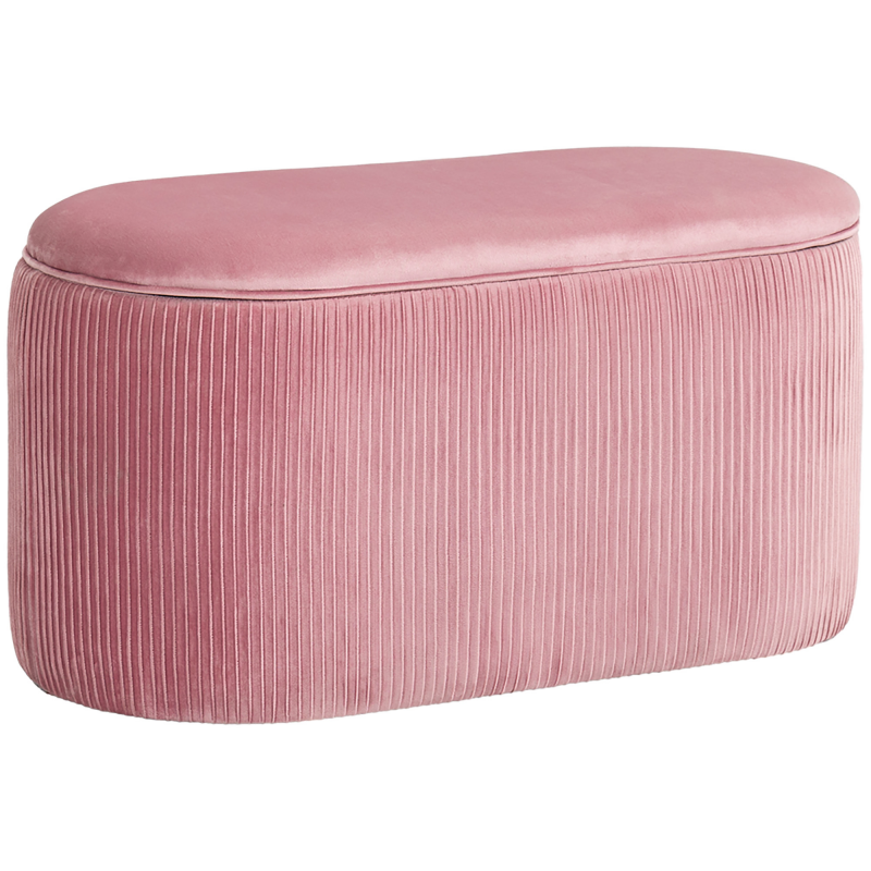 HOMCOM Sitzbank Rosa Polsterbank mit Stauraum im französischen Stil, eleganter Samtbezug, 81x40x41cm für Flur & Wohnzimmer Aosom.de – Bild 1 von 2