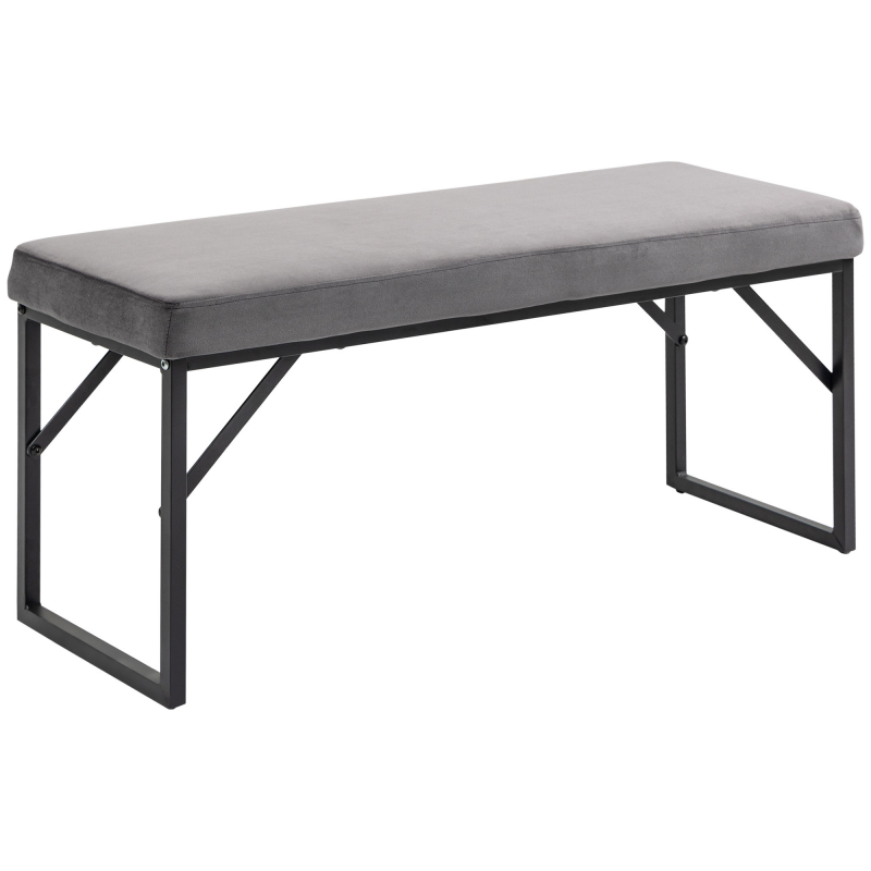 HOMCOM Polsterbank Samtoptik Sitzbank Bettbank Schminkbank Flurbank für Wohnzimmer Schlafzimmer Dunkelgrau 115x46x49 cm Aosom.de – Bild 1 von 2