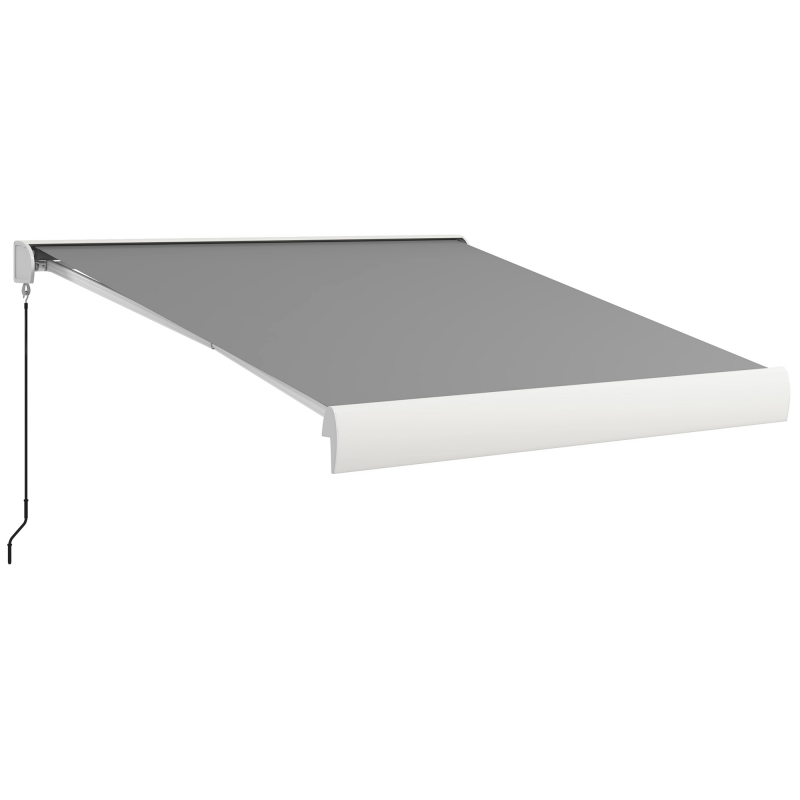 Outsunny Gelenkarmmarkise 3m Elektrische Markise mit Handkurbel & Fernbedienung, Balkonmarkise Sonnenschutz aus Aluminium in Hellgrau Aosom.de – Bild 1 von 2