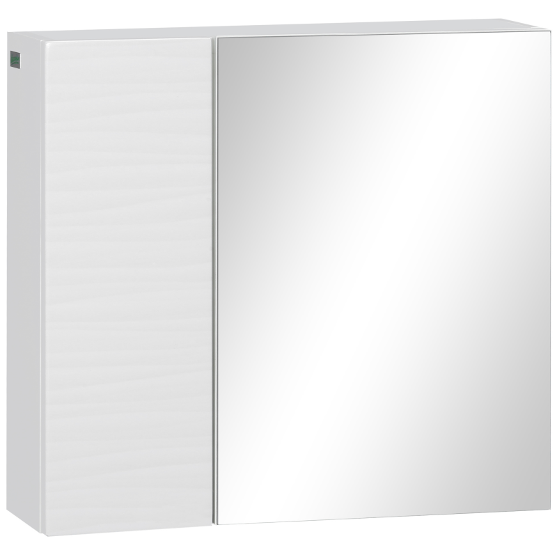 kleankin Spiegelschrank, Badezimmerschrank mit Verstellbaren Einlegeböden, Badschrank mit Doppeltür, Wandschrank fürs Bad, Weiß, 48 x 15 x 45 cm Aosom – Bild 1 von 2