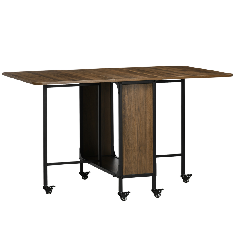 HOMCOM Esstisch klappbar mobil für 6 Personen, Ablage für kleine Räume, bis 50kg, 130x80x74cm, hellbraun Aosom.de – Bild 1 von 2