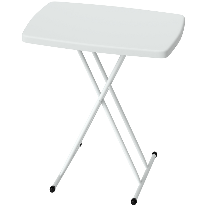 Outsunny Beistelltisch Garten höhenverstellbar Gartentisch, klappbar Balkontisch aus Kunststoff, rechteckig Kaffeetisch 50kg belastbar, 76x50x74H cm Sofatisch für Outdoor Indoor Balkon Terrasse Weiß Aosom – Bild 1 von 2