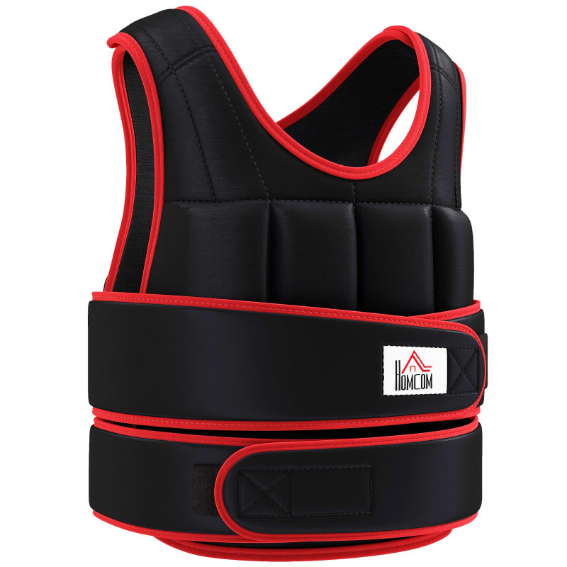 HOMCOM 20 kg Trainingsweste Gewichtsweste mit doppelten Gurten verstellbar Krafttraining Fitness Oxford Metall-Sand Schwarz+Rot 60 x 50 cm Aosom – Bild 1 von 2
