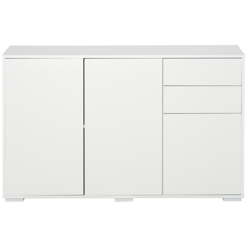 HOMCOM Sideboard Weiß Kommode mit 2 Schubladen & 3 Türen, Mehrzweckschrank, Aktenschrank, 117x36x74cm Aosom – Bild 1 von 2