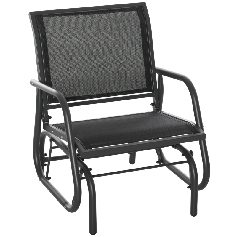 Outsunny Schaukelstuhl Gartenstuhl Relaxstuhl Gartenschaukel Metall Schwarz 75 x 66 x 85 cm, ideal für Terrasse & Balkon, mit Mesh-Gewebe Aosom.de – Bild 1 von 2
