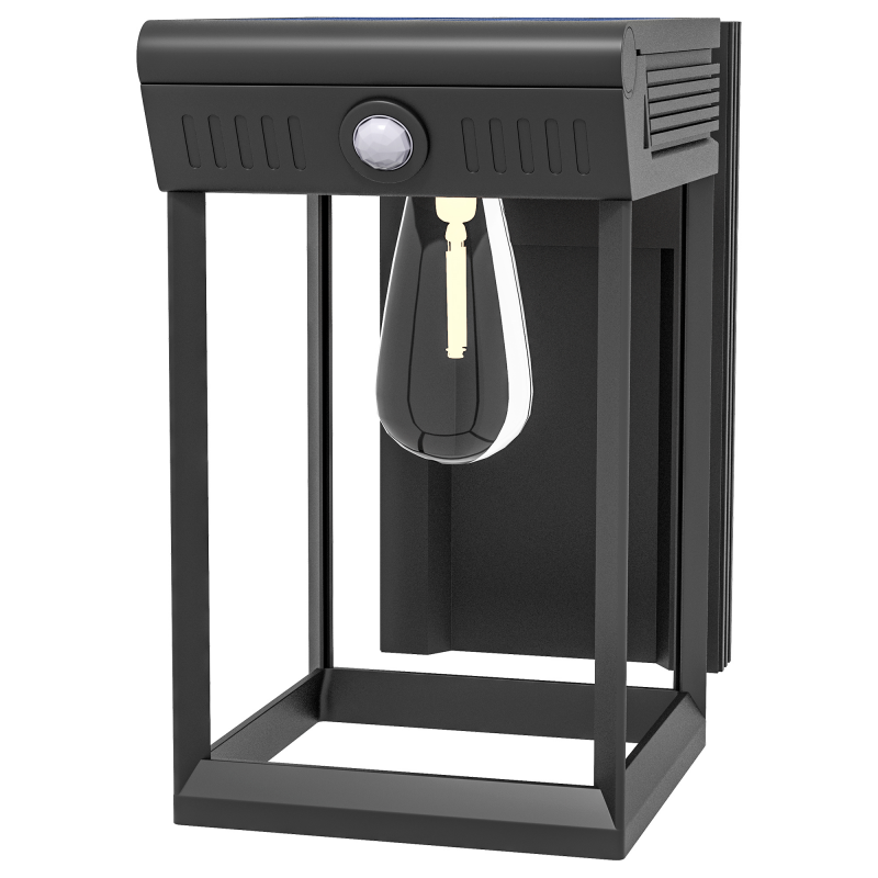 Outsunny Solar Wandleuchte LED Außenleuchte warmweiß verstellbar mit Lichtsensor IP44 für Garten Terrasse Schwarz Aosom.de – Bild 1 von 2