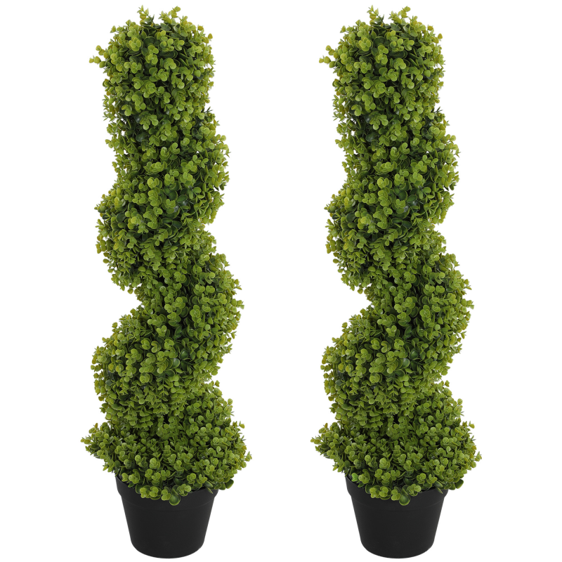 HOMCOM 2er-Set Künstlicher Spiral-Eukalyptus, 90 cm Zimmerpflanze, Kunstpflanze, große Dekorative Pflanzen im Topf für Zuhause, Büro, Flur, Garten, Grün Aosom – Bild 1 von 2