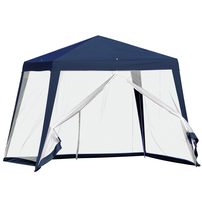Outsunny Gartenpavillon 3x3m wetterfest mit Moskitonetz, Pavillon Festzelt Partyzelt aus Metall und Polyester in Blau Aosom.de – Bild 1 von 2