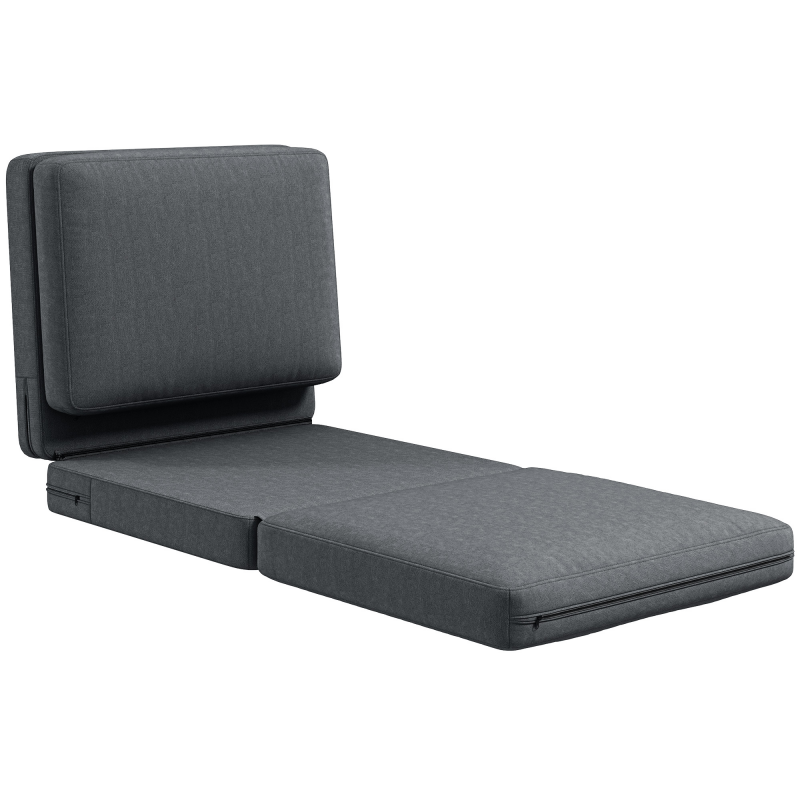 HOMCOM Bodensofa 3-in-1 Klappbar Schlafsofa mit Samtoptik, Gepolstert Sofabett bis 240 kg belastbar, für Schlafzimmer, Wohnzimmer, Dunkelgrau Aosom – Bild 1 von 2