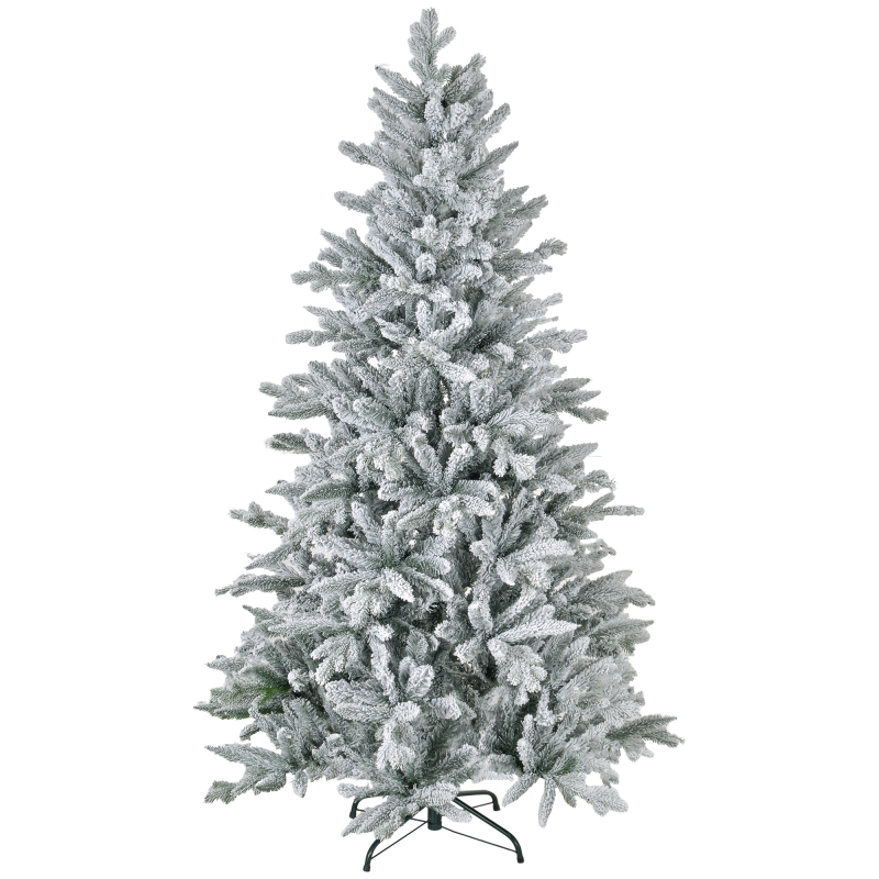 HOMCOM Künstlicher Weihnachtsbaum, 180 cm Christbaum mit 994 Spitzen, Kunstschnee, klappbar Metallständer, für Weihnachten Deko, Grün Aosom – Bild 1 von 2