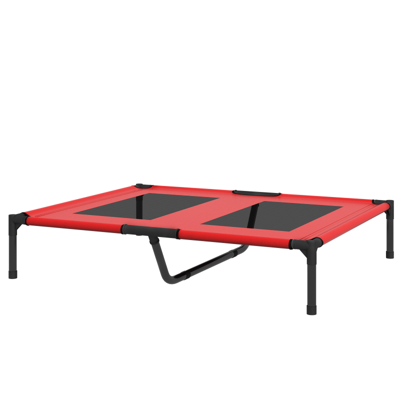 PawHut Erhöhtes Hundebett Haustierbett 92x76x18cm Outdoor Hundeliege atmungsaktiv für große Hunde Camping Oxford Rot Aosom.de – Bild 1 von 2