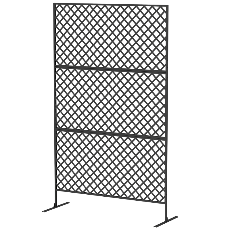 Outsunny Raumteiler 3-teilig 122 x 198 cm Freistehend Paravent in Gitter, Trennwand 3-TLG Sichtschutz aus Stahl, Outdoor Raumtrenner Sichtschutzwand Stellwand für Garten, Balkon, Terrasse, Schwarz Aosom – Bild 1 von 2