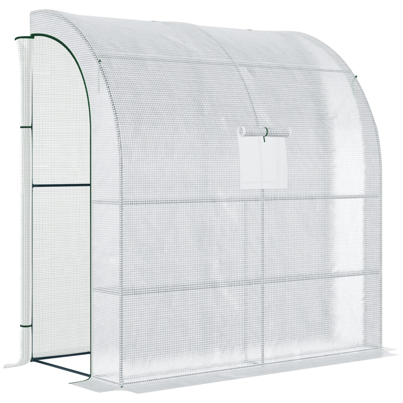 Outsunny Foliengewächshaus Tomatengewächshaus 200x100x215cm mit Mesh Fenster und aufrollbaren Türen UV Schutz in Weiß für Pflanzen und Garten Aosom.de – Bild 1 von 2