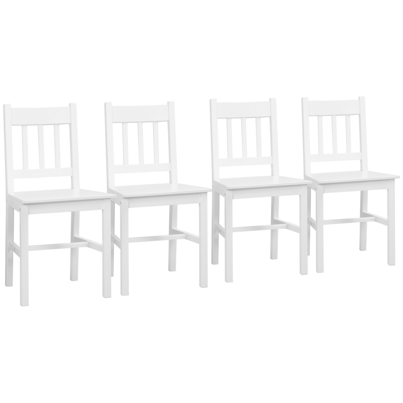 HOMCOM Esszimmerstuhl 4er Set Moderne Küchenstühle mit Rückenlehne, Kiefernholz, Weiß, Ideal für Küche & Wohnzimmer Aosom – Bild 1 von 2