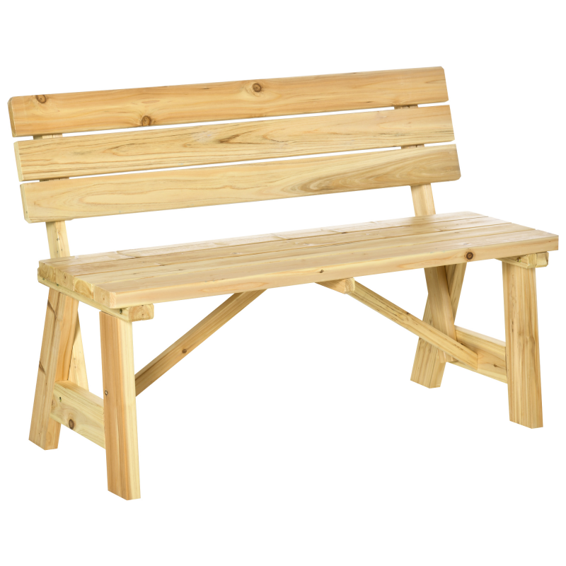 Outsunny Gartenbank 2-Sitzer Parkbank aus Holz bis 220 kg, Terrassenbank mit Rückenlehne, Massivholz 116 x 56 x 80 cm, robuste Gartenmöbel Aosom.de – Bild 1 von 2