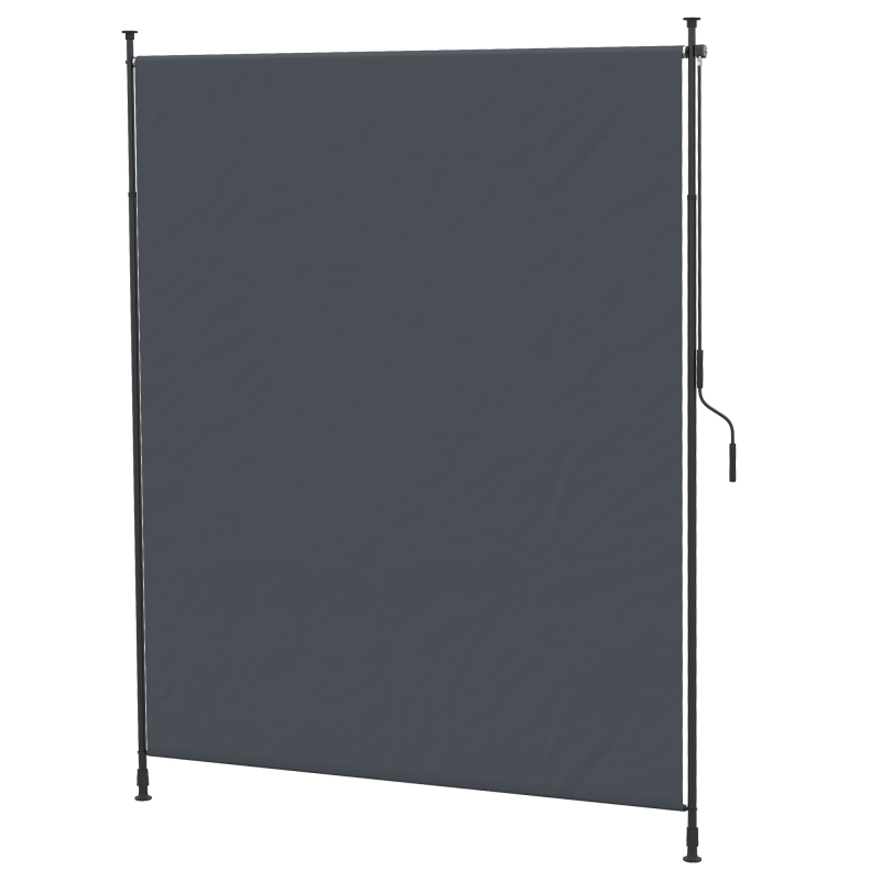 Outsunny Senkrechtmarkise 200 x 292 cm vertikal einziehbar mit verstellbarem Sonnenschutz aus Aluminium grau für Terrasse & Balkon Aosom.de – Bild 1 von 2