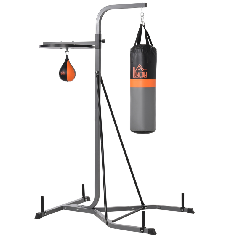HOMCOM Boxsackständer 2-in-1 mit 20 kg Boxsack & Punchingball, freistehende Boxstation, höhenverstellbar bis 100 kg, stabiler Stahl Aosom.de – Bild 1 von 2