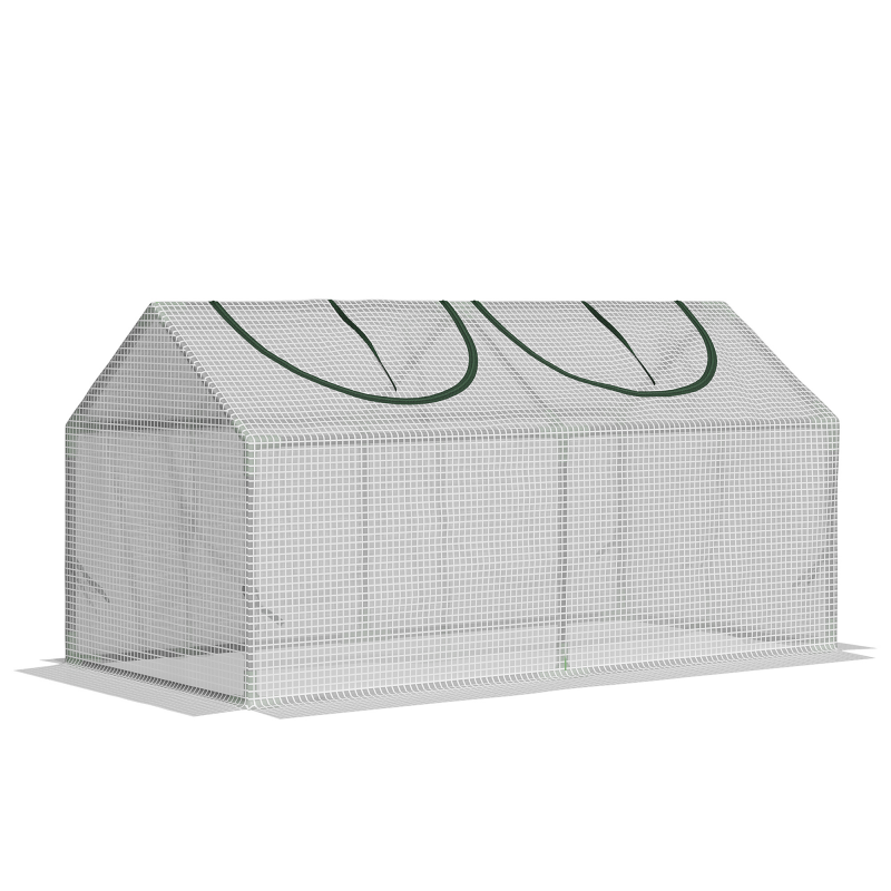 Outsunny Foliengewächshaus mit Fenster, PE Treibhaus, Tomatenhaus, Frühbeet, 120x60x60 cm, Weiß Aosom – Bild 1 von 2