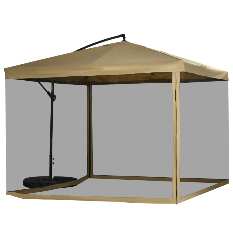 Outsunny Ampelschirm, 296 x 296cm Sonnenschirm mit Netzseiten, neigbarer Marktschirm, Schirmgewicht, Gartenschirm für Terrasse, Balkon Aosom – Bild 1 von 2