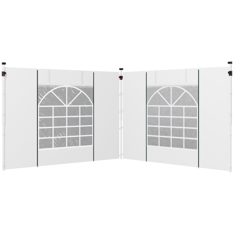 Outsunny Pavillon Seitenteile 2er Set Seitenwände mit Fenster & Tür für 3x3/3x6 m Partyzelt, Oxford, Weiß Aosom – Bild 1 von 2