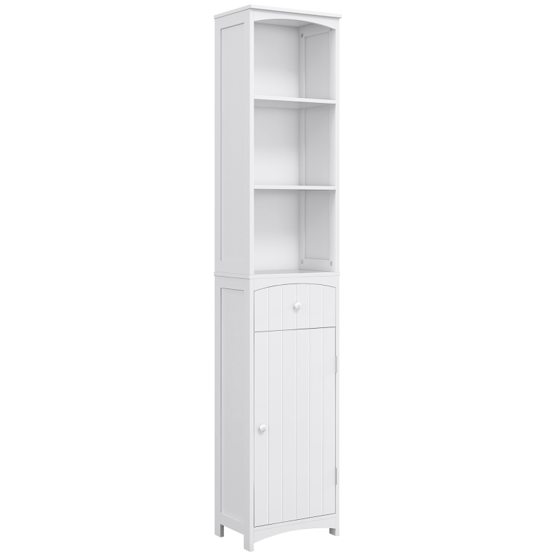 HOMCOM Badezimmerschrank Hochschrank Badregal 34x24x170cm, MDF in Weiß, elegantes Design für Ihr Badezimmer Aosom.de – Bild 1 von 2