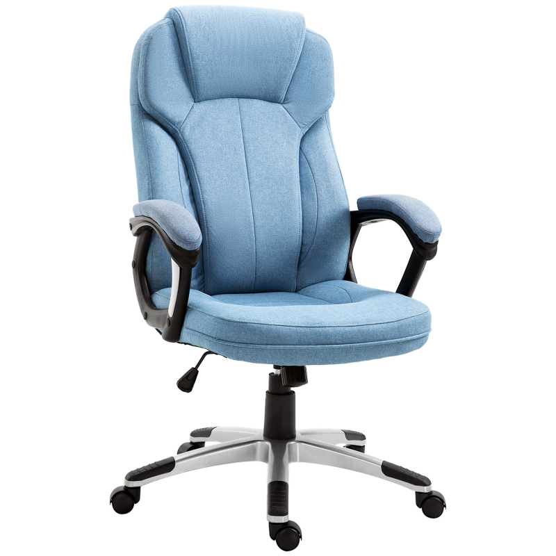Vinsetto Chefsessel Bürostuhl ergonomischer Schreibtischstuhl höhenverstellbar Hellblau Leinen 66x75x110-120cm für komfortables Arbeiten Aosom.de – Bild 1 von 2