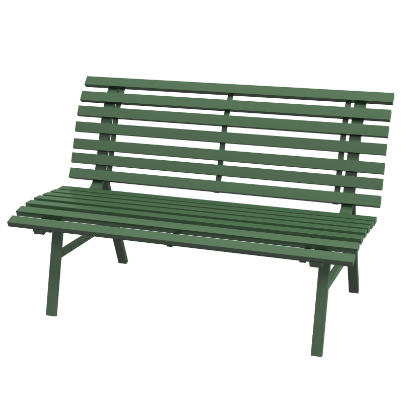 Outsunny Gartenbank 2 Sitzer Parkbank mit Rückenlehne 123x67x79cm aus Aluminium in Grün für Garten & Terrasse Aosom.de – Bild 1 von 2
