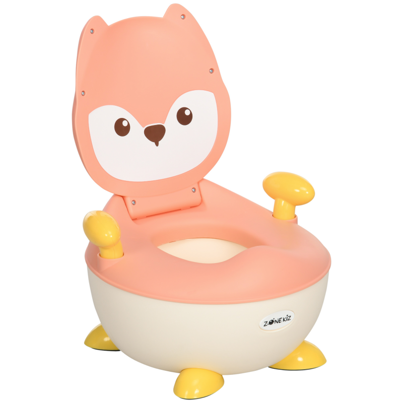 ZONEKIZ Kinder Töpfchen Kindertoilette im Fuchs-Design, rutschfester Topfstuhl mit Griff und Klappdeckel für 6 Monate bis 3 Jahre Aosom.de – Bild 1 von 2