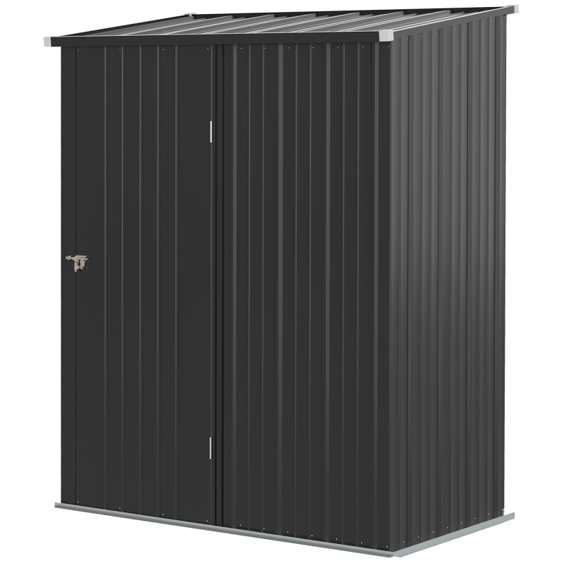 Outsunny Gerätehaus 1,34 m² Abschließbarer Gartenschrank mit Pultdach aus verzinktem Stahl, 161,5x94,5x196cm, Schwarz Aosom – Bild 1 von 2