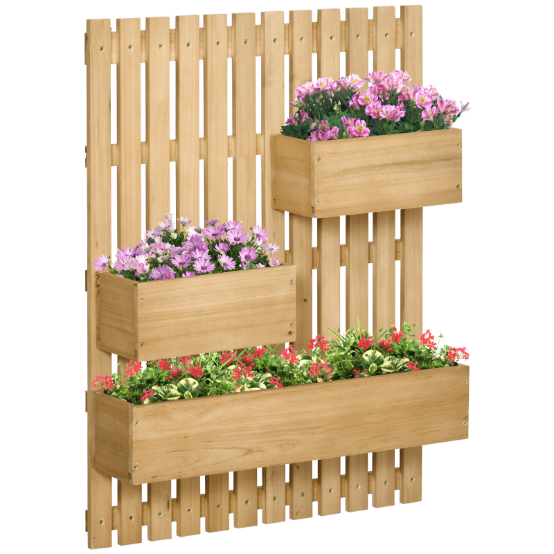 Outsunny Hochbeet Massivholz, Pflanzbeet Frühbeet Gartenbeet mit verstellbarem Blumenkasten, Wand, Pflanzkasten Pflanzkübel 60x16x80cm für Terrasse, Balkon, Gartenspalier für Blumen Pflanzen Naturholz Aosom – Bild 1 von 2