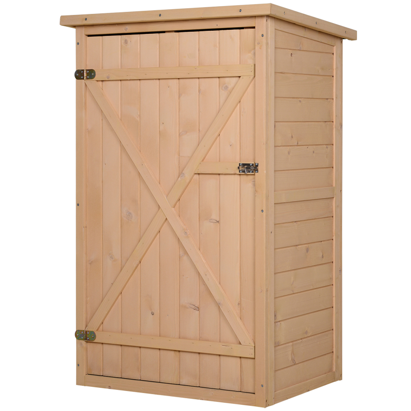 Outsunny Gartenhaus Gerätehaus Geräteschuppen mit Regalböden Geräteschuppen Lagerschuppen für Garten Tanne Naturholz 75 x 56 x115 cm Aosom.de – Bild 1 von 2