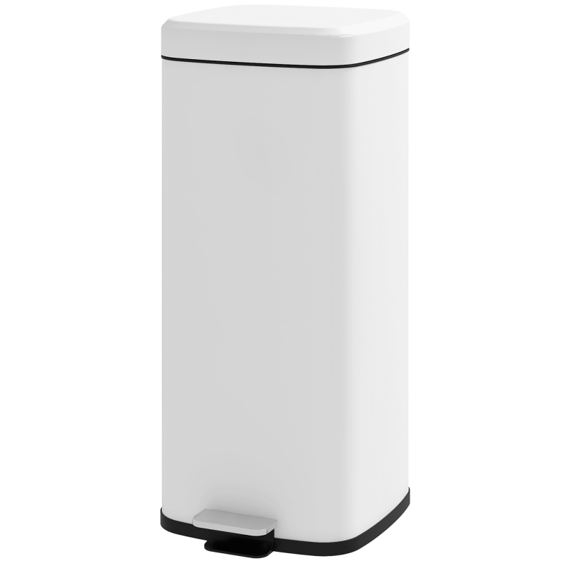HOMCOM Treteimer 30L Kosmetikeimer mit Deckel und Fußpedal, Metall Müllbehälter mit Inneneimer für Wohnzimmer & Büro, 28 x 35 x 63,5 cm Aosom.de – Bild 1 von 2
