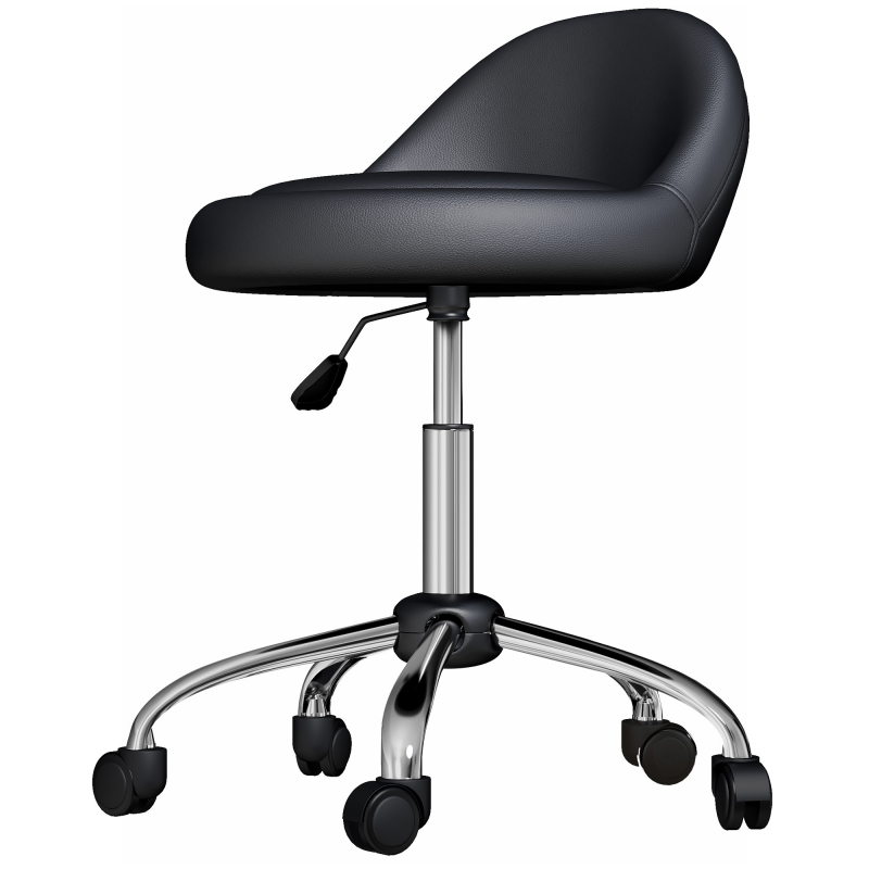 HOMCOM Rollhocker Höhenverstellbarer Drehhocker 63-83 cm mit Rädern, Kunstleder schwarz, ideal als Salonstuhl oder Arbeitshocker Aosom.de – Bild 1 von 2