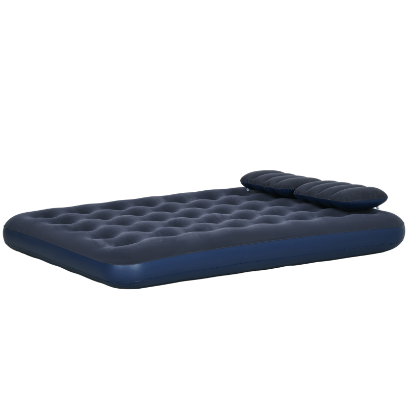 Outsunny Luftbett Doppel-Luftmatratze mit Handpumpe & Kopfkissen, Blau 203x152x22cm für Camping & Gäste Aosom.de – Bild 1 von 2