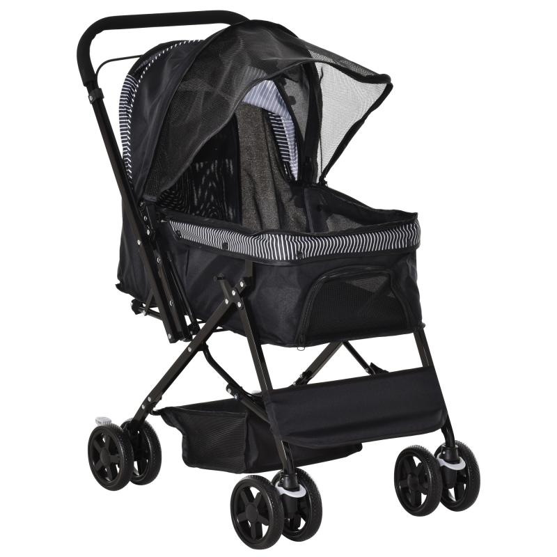 PawHut Hundebuggy Hundewagen Buggy für kleine Hunde und Katzen Haustierwagen Pet Stroller Katzenbuggy Oxford Schwarz 76,5 x 52 x 95 cm Aosom – Bild 1 von 2