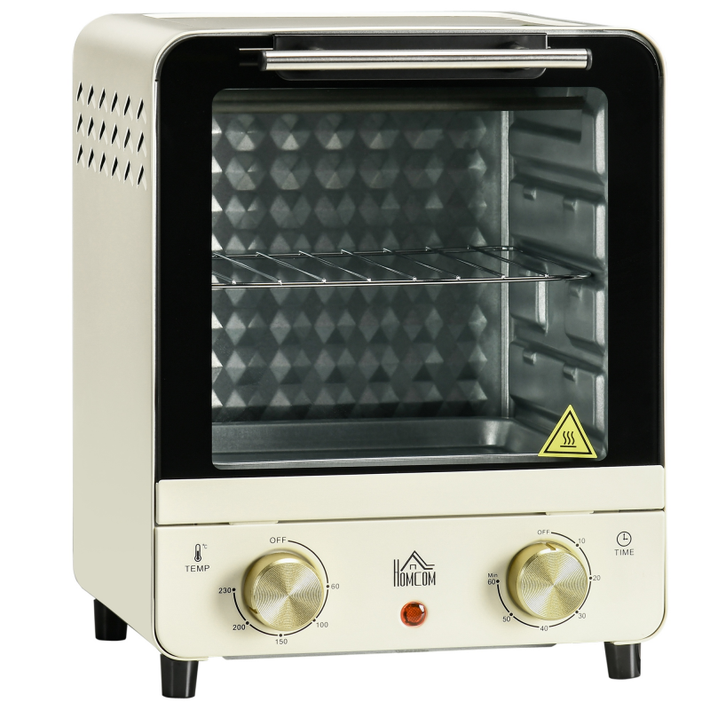 HOMCOM Minibackofen 15L mit Umluft 1000W 60-230°C, 1 Std. Timer, Pizza-Ofen inkl. Backblech & Krümelblech, cremeweiß Aosom.de – Bild 1 von 2