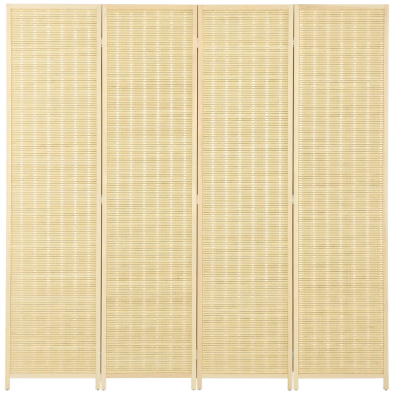 HOMCOM Paravent 4-teilig 180 x 180 cm Raumteiler Trennwand aus Bambus, Faltbar Sichtschutz Stellwand Raumtrenner für Wohnzimmer Natur Aosom – Bild 1 von 2