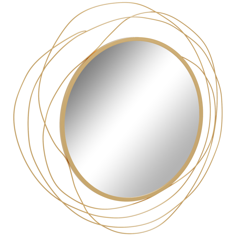 HOMCOM Wandspiegel Ø65 cm mit Metallrahmen, dekorativer Flurspiegel, Wandkunst für Wohnzimmer & Schlafzimmer in Gold Aosom.de – Bild 1 von 2